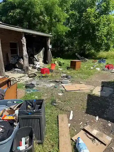 Backyard demolition debris pile