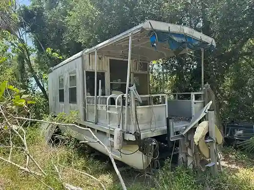Houseboat in woods