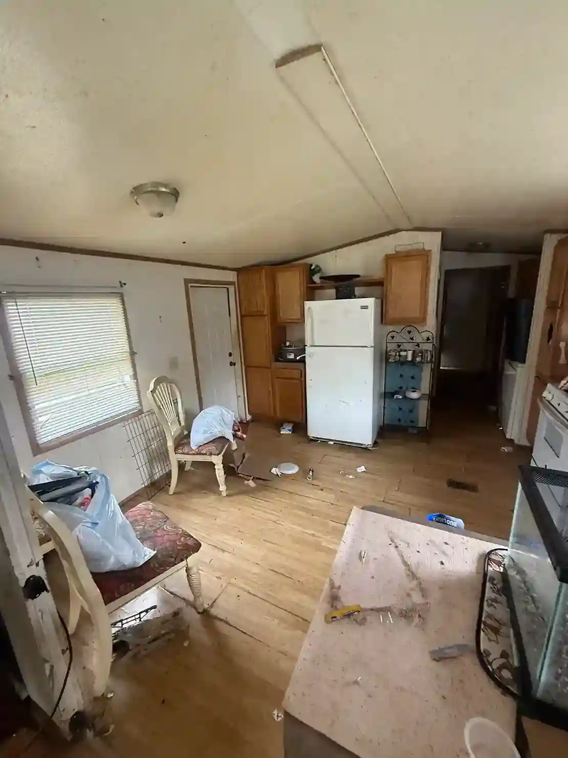Cluttered kitchen interior