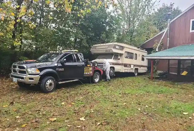 RV loading with a tow truck