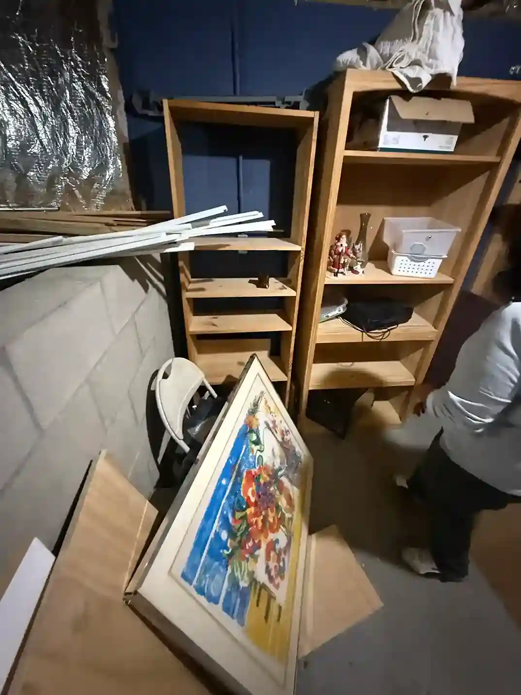 Storage shelves with clutter